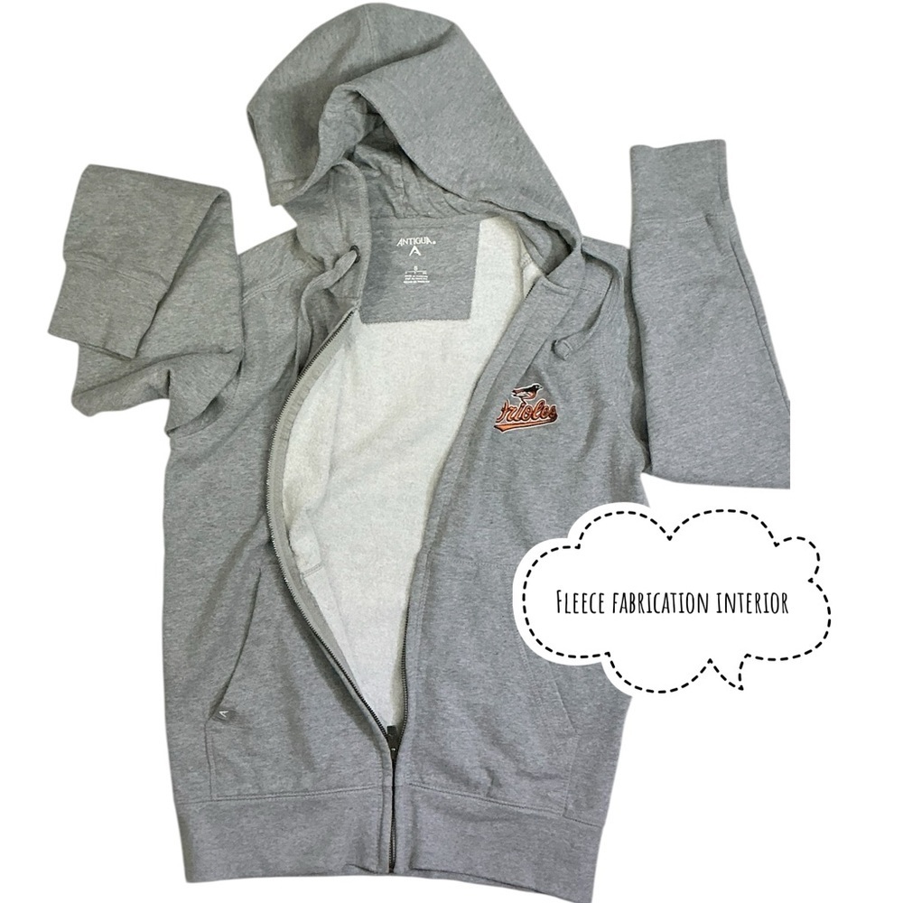 Antiqua Baltimore Orioles Hoodie Full Zip-Up Pockets Unisex Gray Men’s Small - Picture 10 of 16